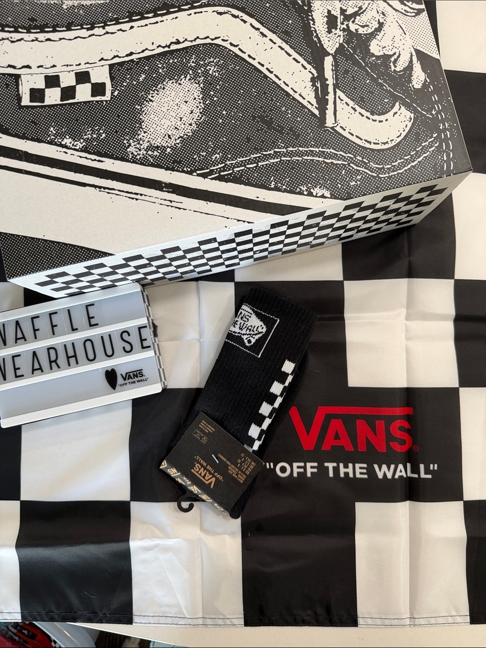 Vans Black & White Checkerboard Crew Socks